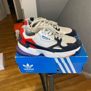 Adidas Original Falcon Trainers in white and navy. Women’s size 9
